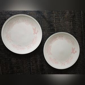 Threshold Bunny Easter Dinner Plate Target Stoneware 10.5" Pink Roes Set Of 2